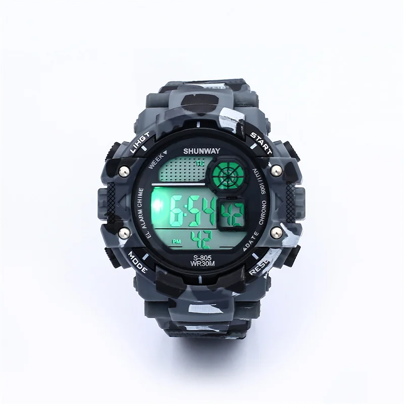 50M Waterproof Children Sports Electronic Watch Swimming LED Backlight Camouflage Green Digital new Watches 2025 for Student Boy Gift 805