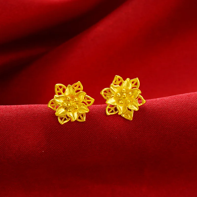 Gold Color Jewelry 2025 Sets new For Women Exquisite Flower Pendant Necklace Earrings 2pcs Wedding Jewelry Accessories Party Gifts