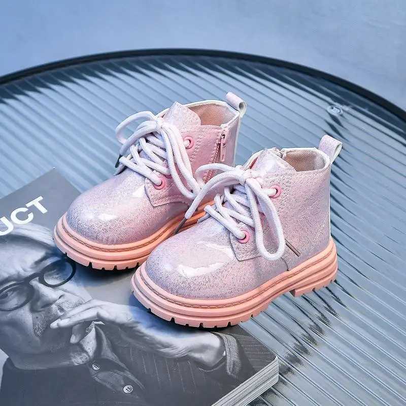 New autumn and winter childrens leather boots waterproof and non slip rubber outsole zipper ankle boots boys and girls childrens shoes M241102