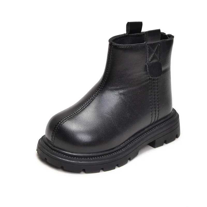 Childrens Short Boots British Sled Boys and Girls Ankle Boots Solid Color Edition Autumn New Childrens Leather Boots Fashion Classic M241102
