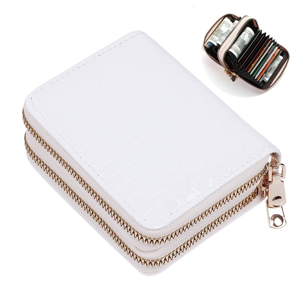 New Crocodile Pattern Organ Double layer Zipper Women's Wallet Large Capacity PU Bag Multi functional Card Bag