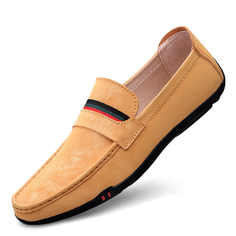 Dress Mens Designer Striped Genuine Leather 2023 Fashion Office Brand Men Loafers Driving Shoes Male Moccasin