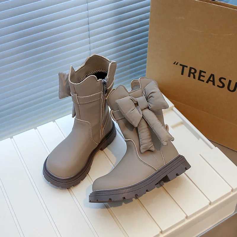 Winter childrens shoes girls sweet bow knot princess shoulder strap cotton boots elegant and fashionable version childrens small leg boots M241102