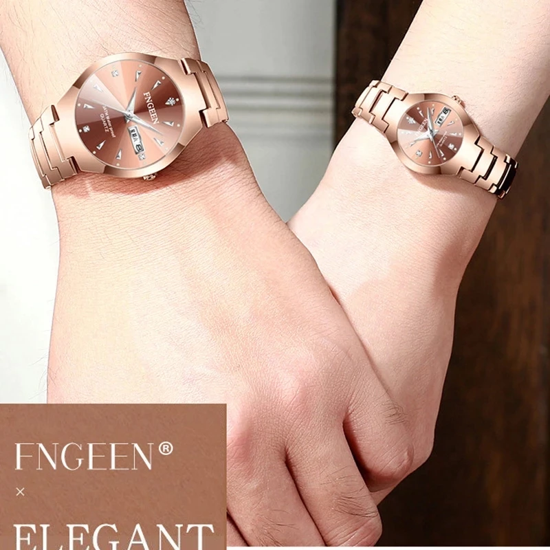 2023 Classic Watch Sets for Her and Him Women Men new Steel Black Couple Items for Lovers 2025 Wristwatches Relogio Feminino