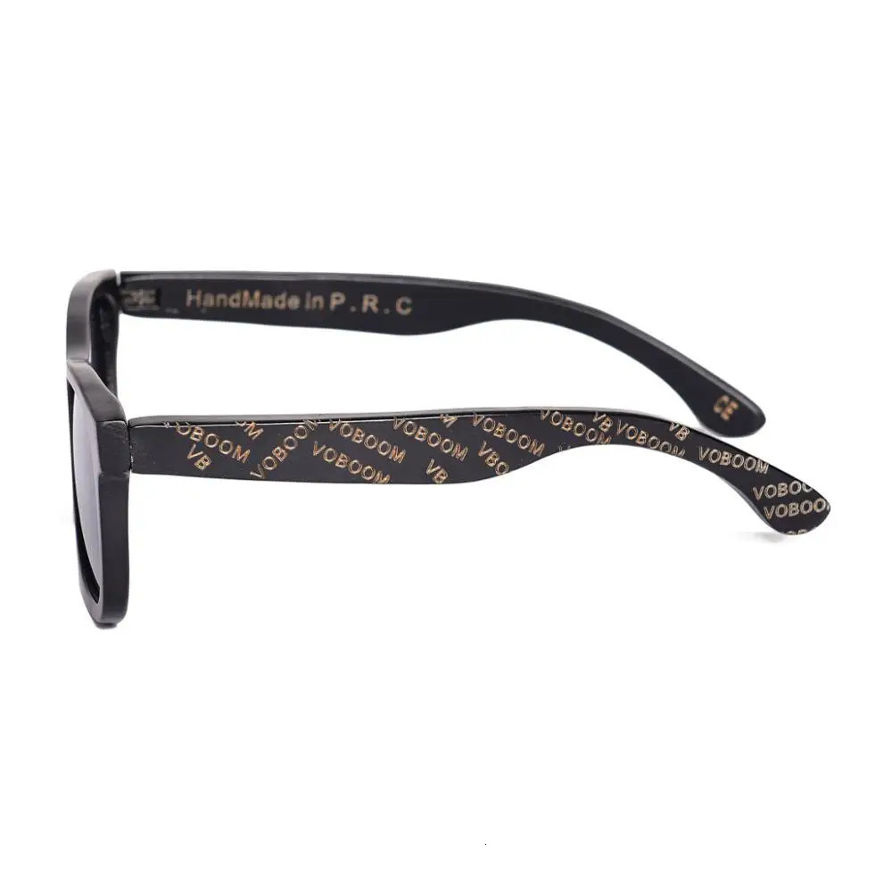 VOBOOM Wooden Sunglasses Men Black Frame Engraving Letter Handmade Polarized Lenses Eyewear VV 240321