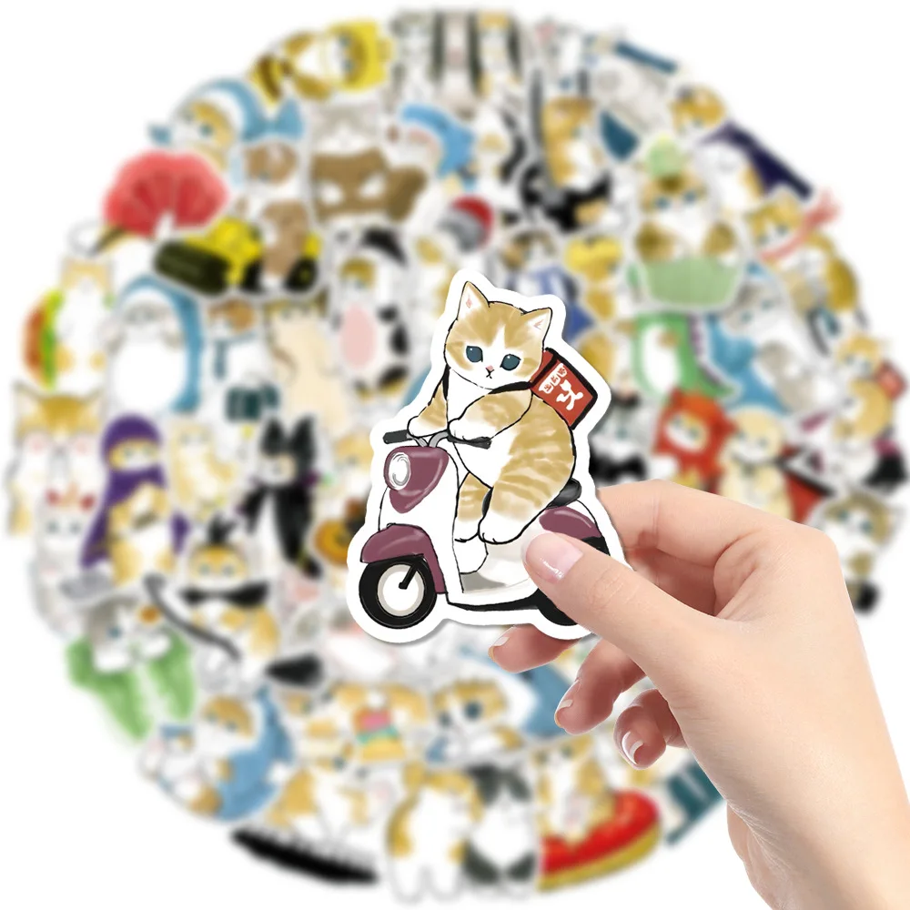 50/100pcs Cute Cat Stickers Laptop Pad Phone Lage Guitar Fridge Diary 2025 Scrapbooking Bottle Kawaii new Decal Sticker for Kids Toy