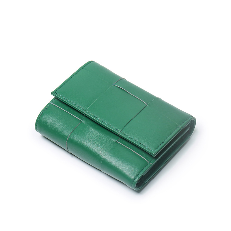 Annmouler Luxury Women Wallets Genuine Leather Card Holders Handmade Woven Money Clip Genuine Leather Coin Purse Brand Wallets