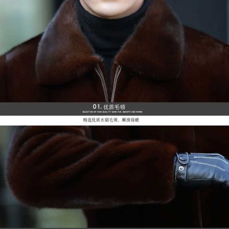 New Mens Winter Jacket Faux Fur Coat Long Sleeve Tops High-end Luxury Designer Clothing Plus Size Fashion Hooded Lapel JacketXJ241102