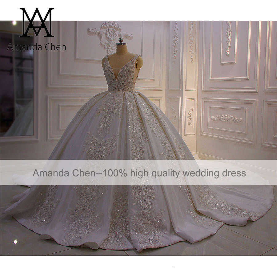 Longue Robe Cap Sleeve Low Cut V Neck Lace Applique Backless Wedding Dress
