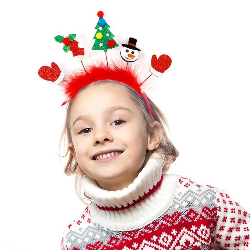 1 Christmas headband for children and adults red Santa Claus snowman ant headband decoration Christmas gift for girls W241021