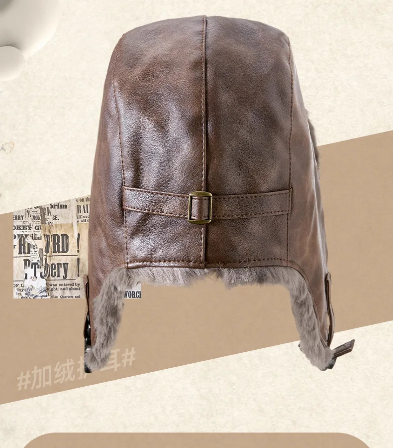 Mens Winter Hunters Pilots Cavalry Earrings Warm Russian Waterproof Ski Hat Bomber Hat Earrings Protective Dad Thick Wool Hat 241031