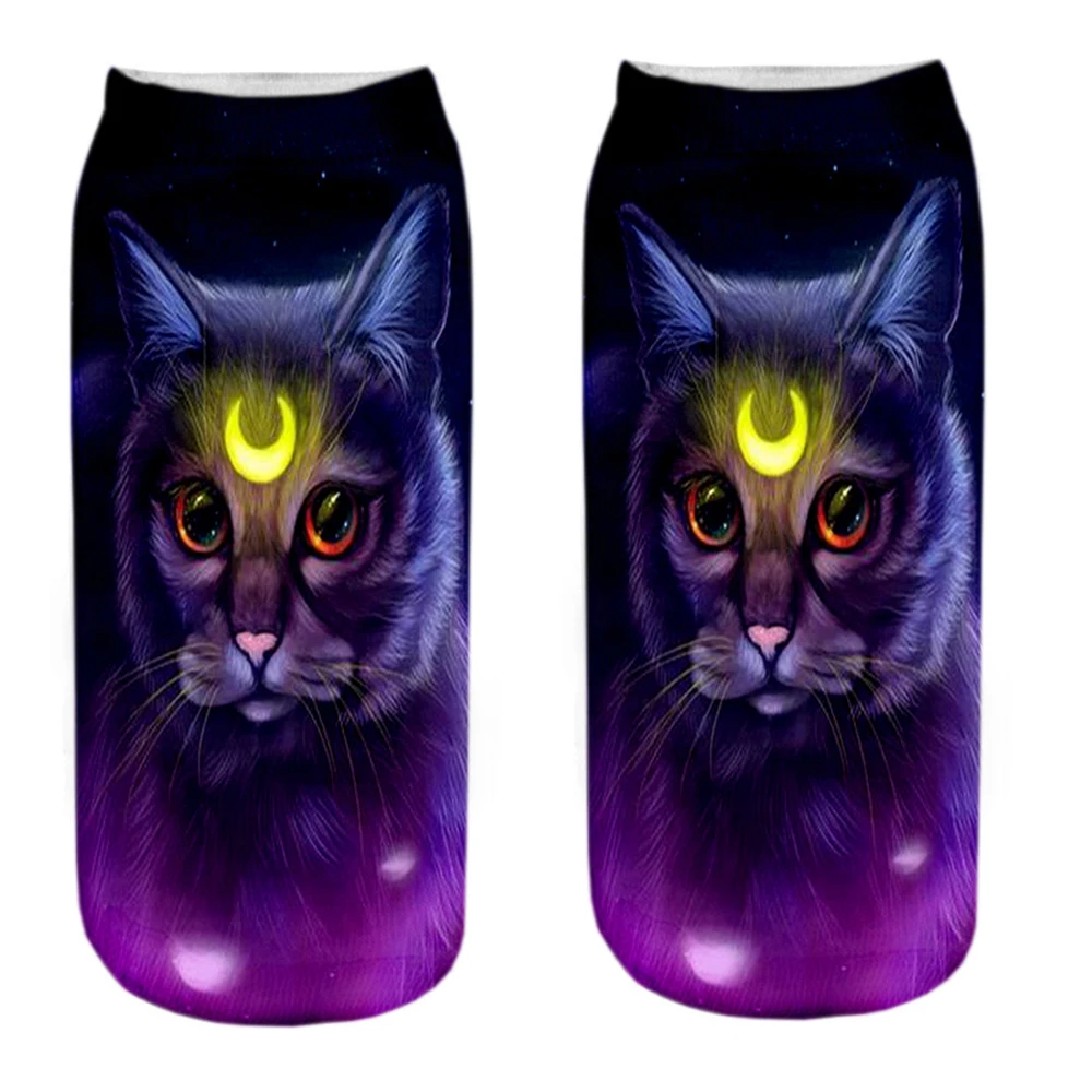 1 Pair New 3D Printed Funny Cool Ghost Cat Unisex Short Socks Creative Colorful Multiple Low Ankle Socks new 2025 Halloween Gift Socks