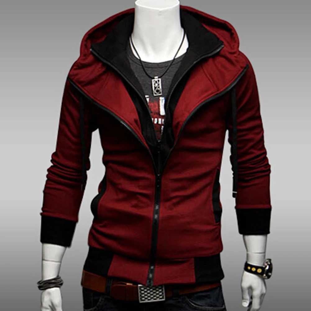 New winter warm mens clothing plus size mens clothing color block length Sleve ultra-thin hooded zipper jacket outerwear mens outerwear W241102
