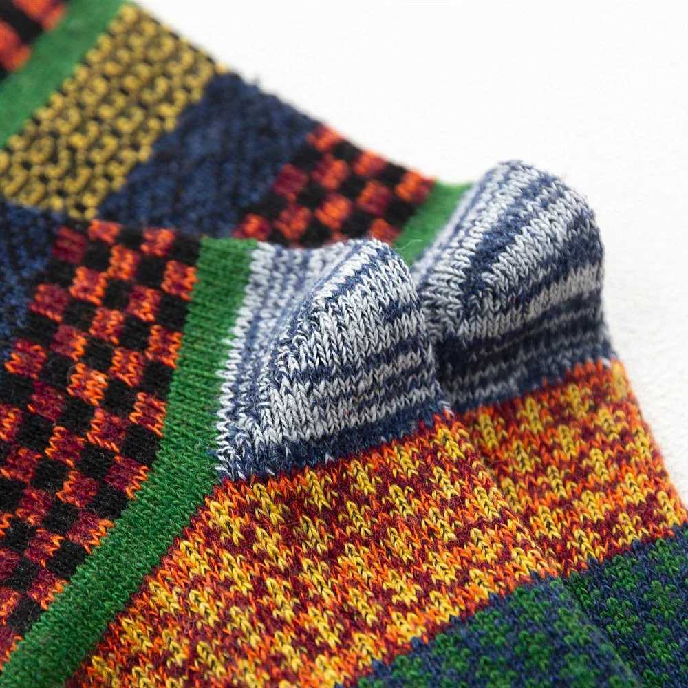 INSELLE 5 Pairs Winter Mens Thicken Sheeps Wool Warm Men Retro Style Colorful Fashion Man For Snow boots LX241102