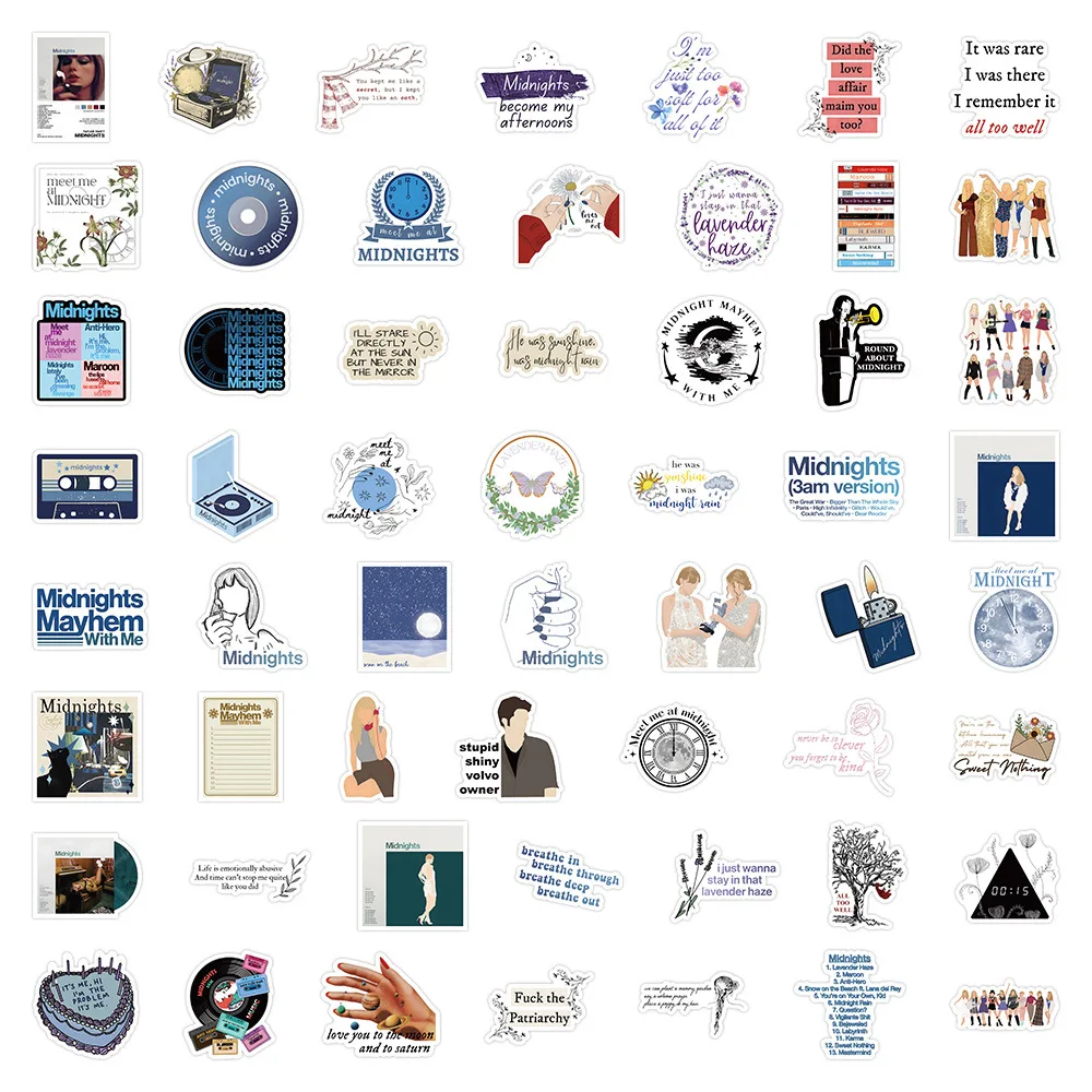10/60PCS new New Album Midnights 2025 Stickers Beautiful Stickers DIY Mobile Phone Notebook Graffiti Children's Toys Case Stickers