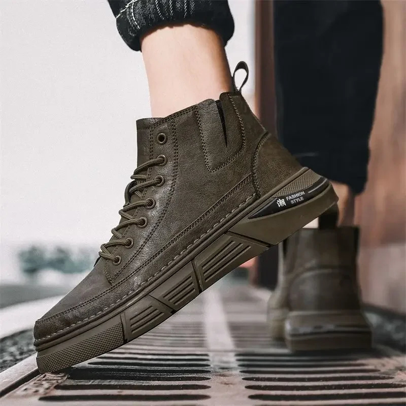 Vintage platform mens boots lace mens shoes Y2k offers size 45 high-quality classic anti slip trend 2025 retro 241031