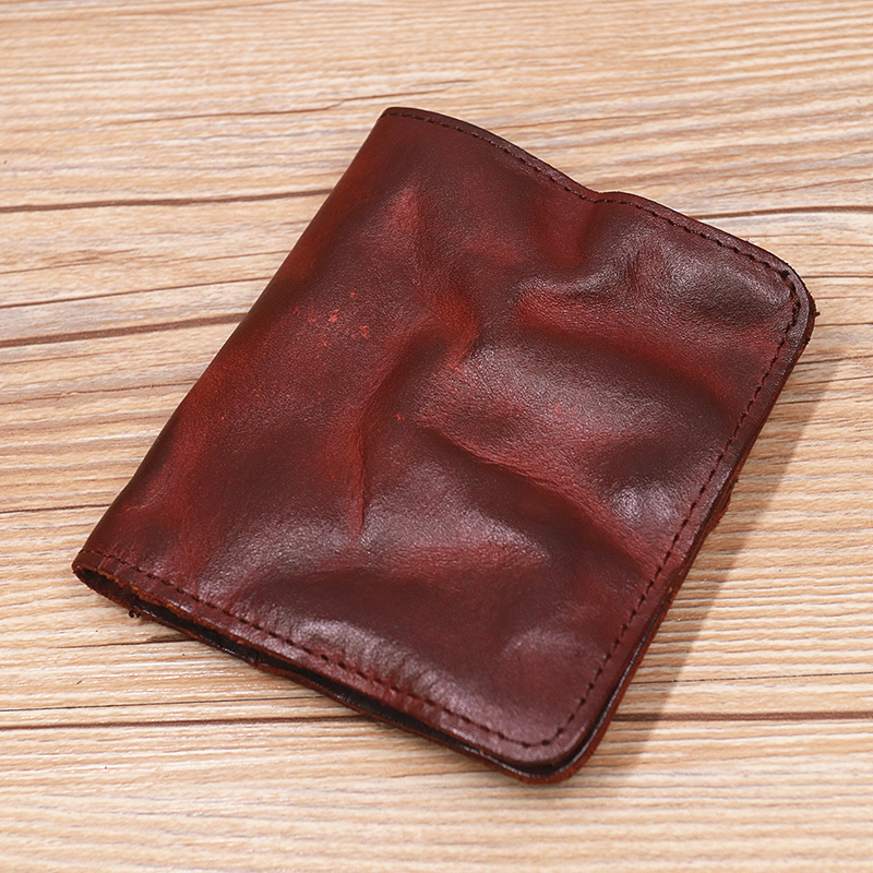 Genuine Leather Wallet For Women Men Vintage Short Slim Small Bifold Women's Purse Card Holder With Zipper Coin Pocket ID Window