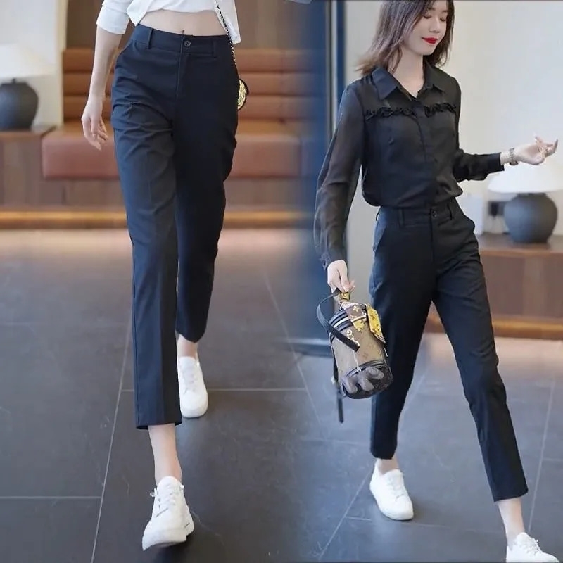 Women Golf Pants Spring Highwaisted Casual Suit Pant style Slim Elastic Straight golf Trousers Korean Ladies Golf Wear y240322