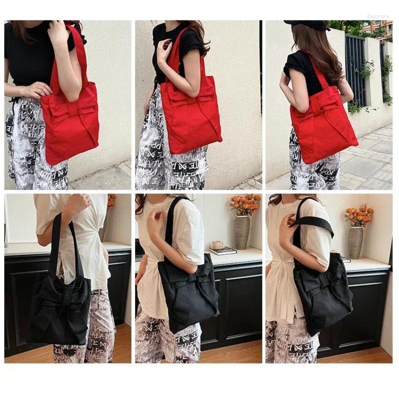 2025 NEW Drawstring Bow Design Canvas Shoulder Bag Fashionable Simple Slack Women's Underarm Maiden All-match Handbag Bolso De Hombro