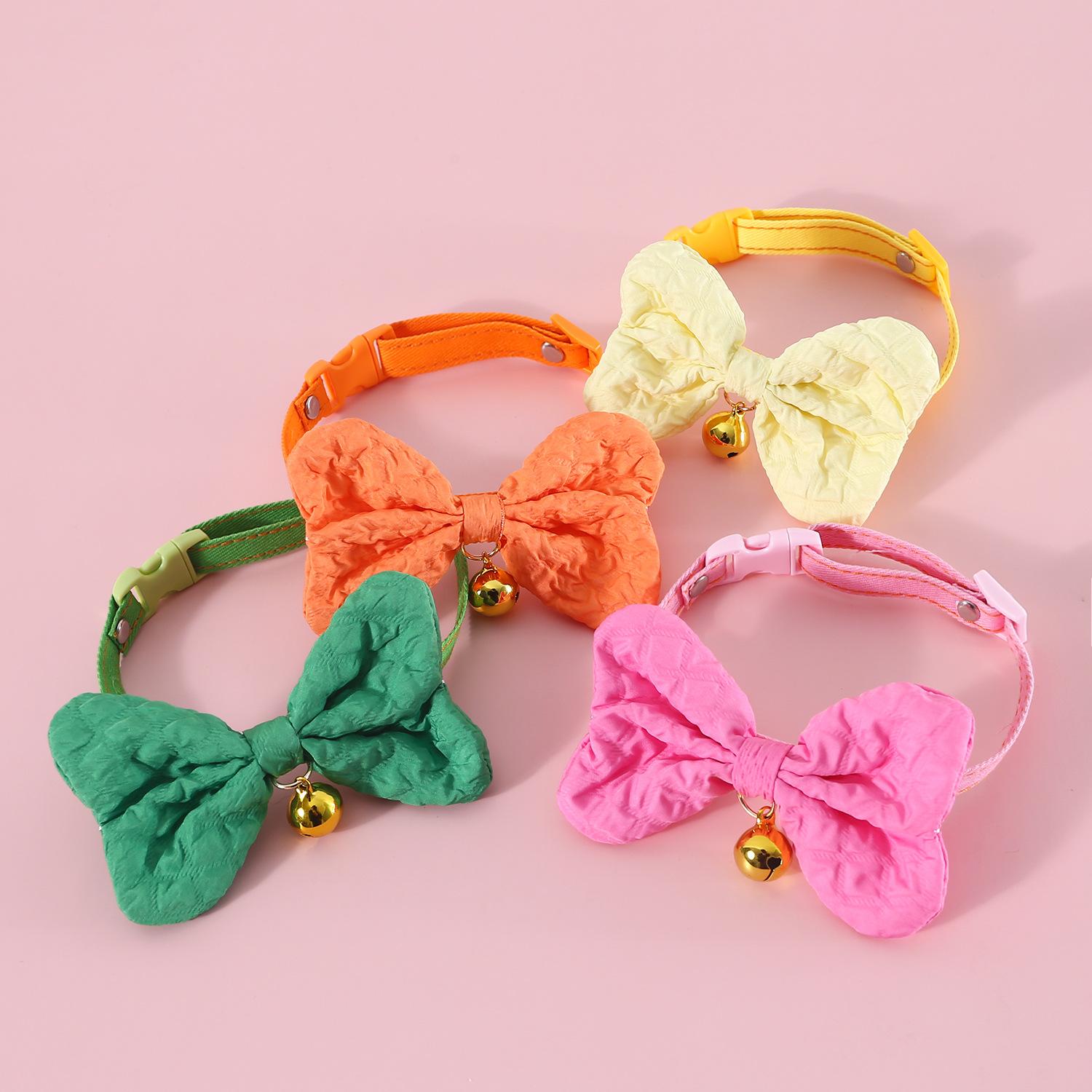 Bow Cat Collar Candy Color Denim Pet Collar Adjustable Bell Cat Keep Lost Puppy Necklace Bow Tie Accessory for Cats and Puppies