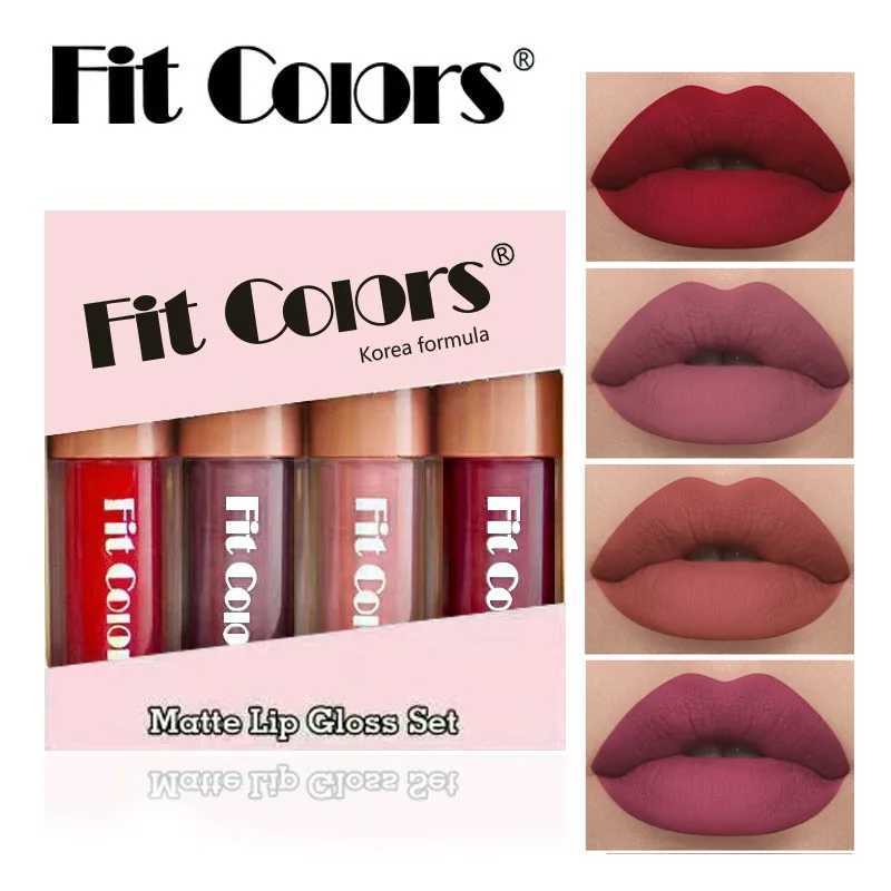 Fit Colors 4-piece Lip Gloss Set Matte Velvet Durable Fruit Stickless Cup Easy Color Diamond Lip Gloss Set W241101