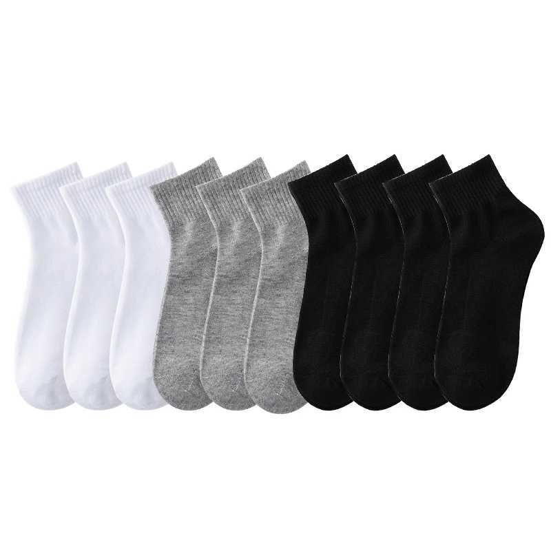 ALLTOOALL 10 Pairs/Lot Mens Breathable Cotton Solid Color Black White Business Simple Sock Casual Sports Mesh Short LX241102