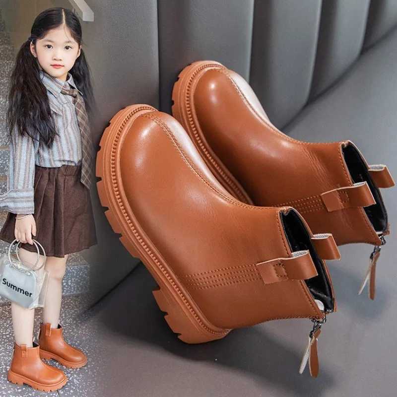 Girls ankle boots childrens rubber boots unisex fashion autumn winter back zipper simple classic childrens winter shoes anti slip M241102