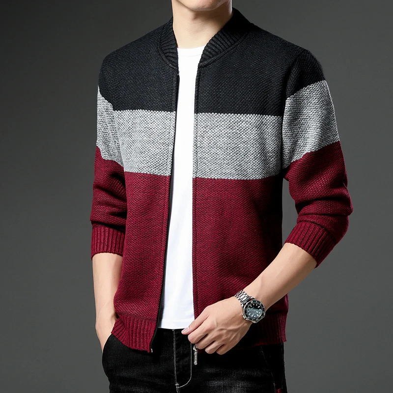 Mens Fleece Thick Cardigan Autumn Winter Knitted Sweaters Male Cardigans Slim Fit Cold Sweater Coat Jacket 241024