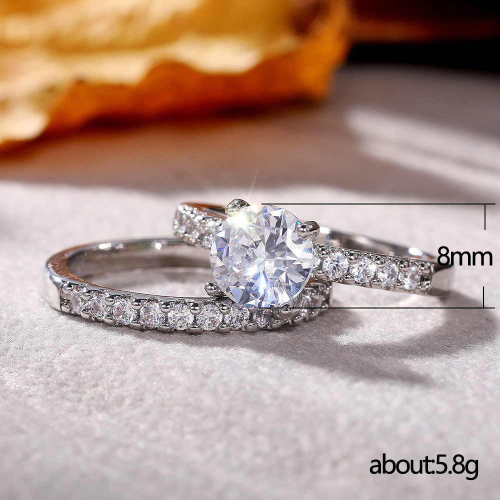Couple Rings Set: Sterg Sier 5A Cubic Zirconia Eternity Bridal Jewelry