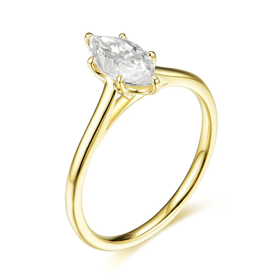 Kuololit Crushed Ice Pure 18K 14K Rose Gold Marquise Ring for Women Solitaire Wedding Diamond Engagement Trends 240402