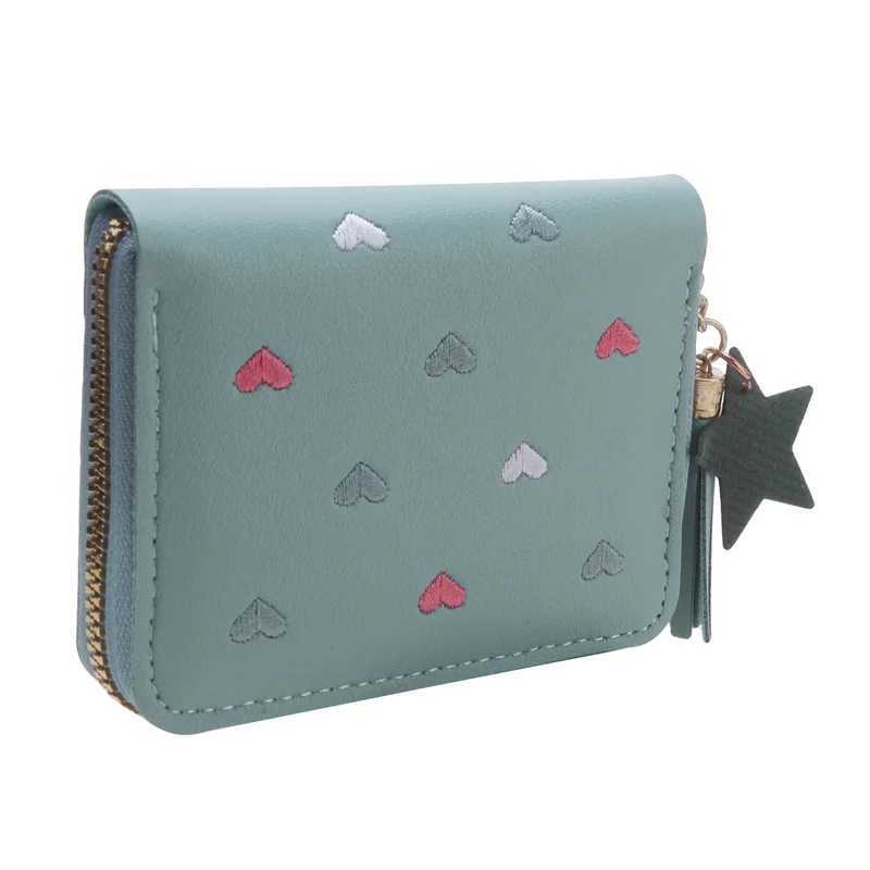 Wallets Women Mini With Heart PU Card Bag Female Credit Multi-Card Holders Mey Clip Short Coin Purse For Ladies Zipper WalletXJ241111