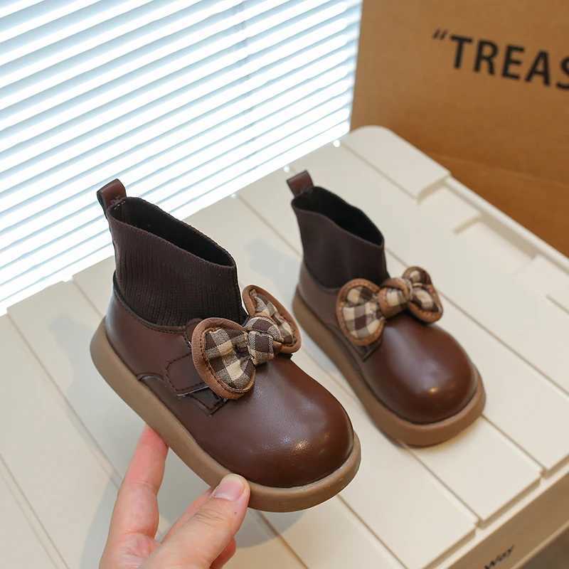 Childrens Short Boots Spring and Autumn New Girls Socks Boots New Simple Fashion Childrens Leather Boots PU Anti slip M241102