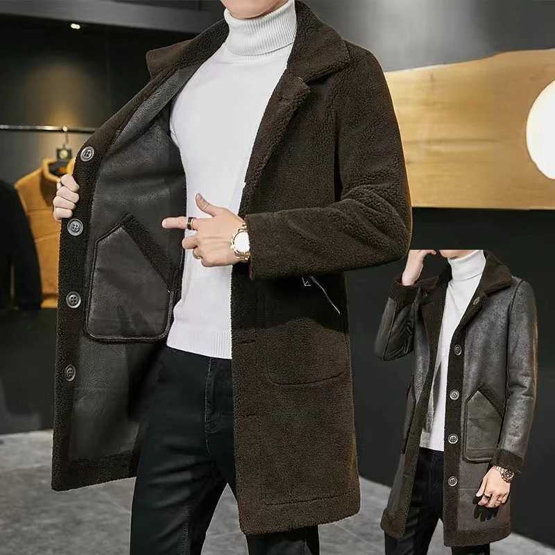 2022 New Brand Autumn and Winter Thick Warm Oversize Jacket Men Fluffy Slim Fit Casual Faux Lamb Fur Coats 2022 Clothing X19XJ241102