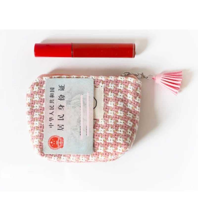 Mini Portable Plaid Coin Bags Mey Wallet Purse Earphe Lipstick Data Line Storage Bags ID Card Bank Card Holder Cluh PouchXJ241111