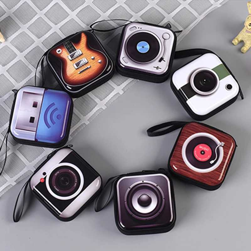 2023 New Creative Square Tinplate Coin Purse Carto Printed Earphe Storage Bag Key Coin Hard Storage Box Zipper BagXJ241111