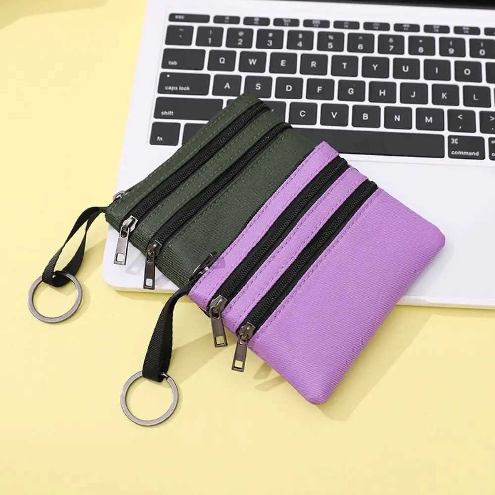 Korean Style Ox Cloth Coin Purse Double Zipper Canvas Small Item Bag Coin Purse Wallet Card Storage Bag WomenXJ241111