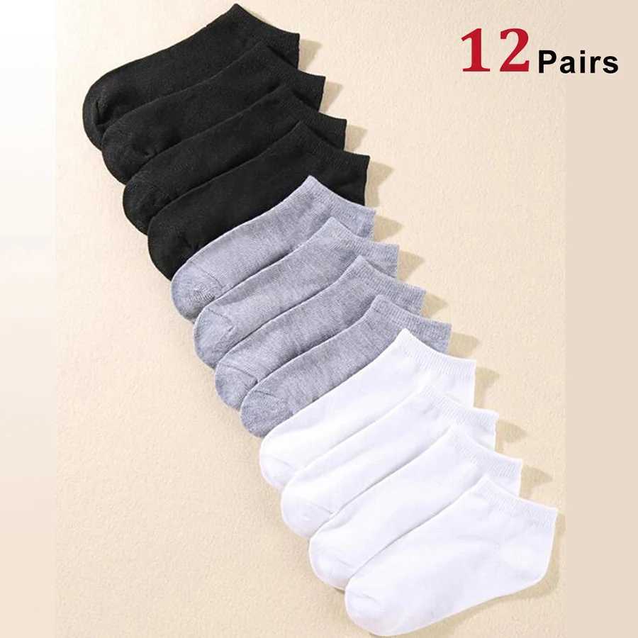 10/12 Pairs Men Solid Color Boat Comfortable Breathable High-Quality Business Low Tube Casual Slippers Ground LX241102