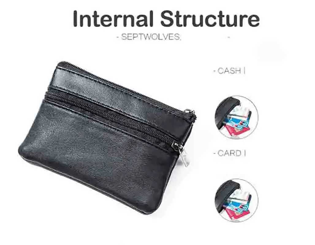 Black Men Business Coin Purse Women Small Bag Wallet Change Purses Zipper Mey Bags Mini Wallets Leather Key Holder CasesXJ241111