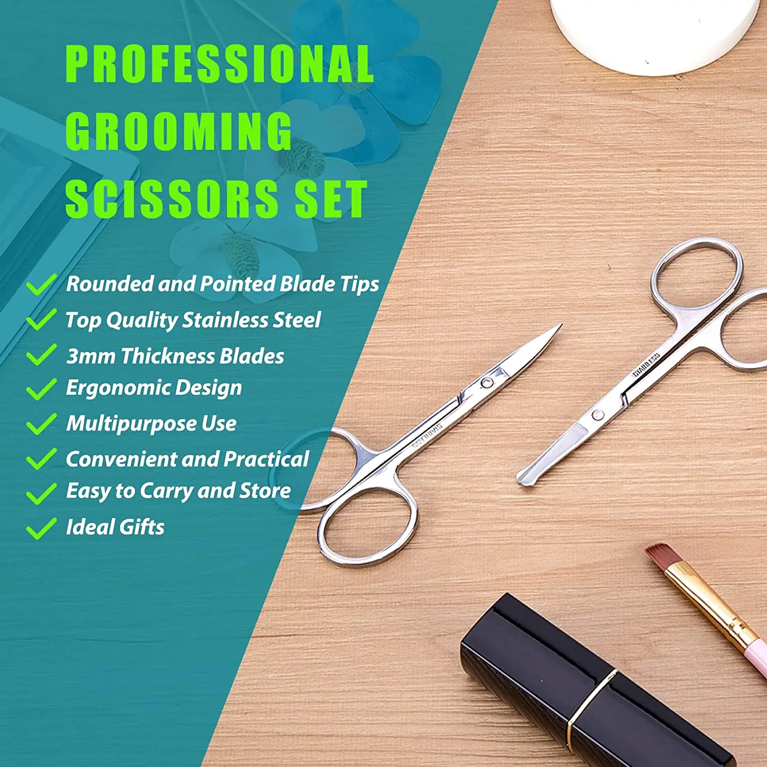 2025 Eyebrow and Nose Hair Scissors, Comfort-Grip Handles, Facial Hair Grooming, Eyebrow, new Nose, Mustache, Beard