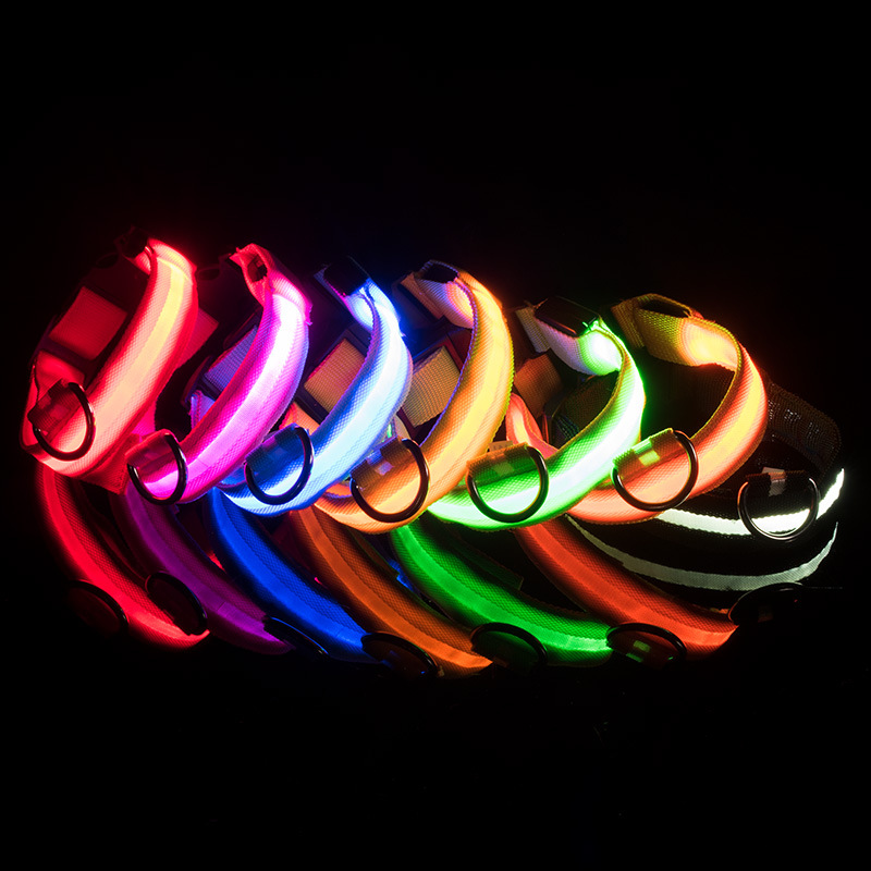 Collar Dog Safety Night Light Flashing Necklace Fluorescent Collars Pet Supplies collar LED lights up