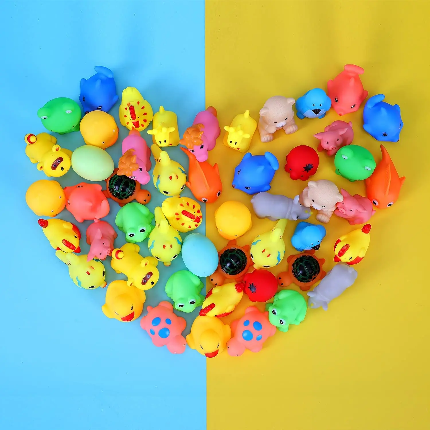 13 2025 Pcs Cute Animals Swimming Water Toys Colorful Soft Rubber Float Squeeze Sound Squeaky Bathing Toy new For Baby Bath Toys GYH