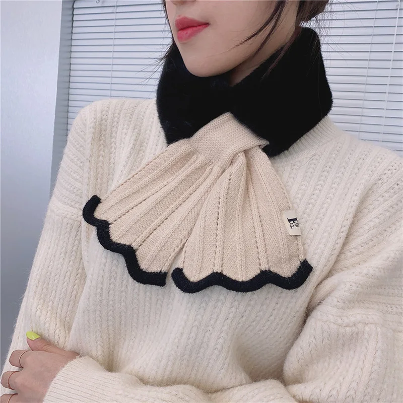 2025 Winter Soft Faux Fur Scarf Women Girl Elegant new Knitted Fish Tail Cross Snood Scarves Outdoor Windproof Neck Warmer Neckerchief