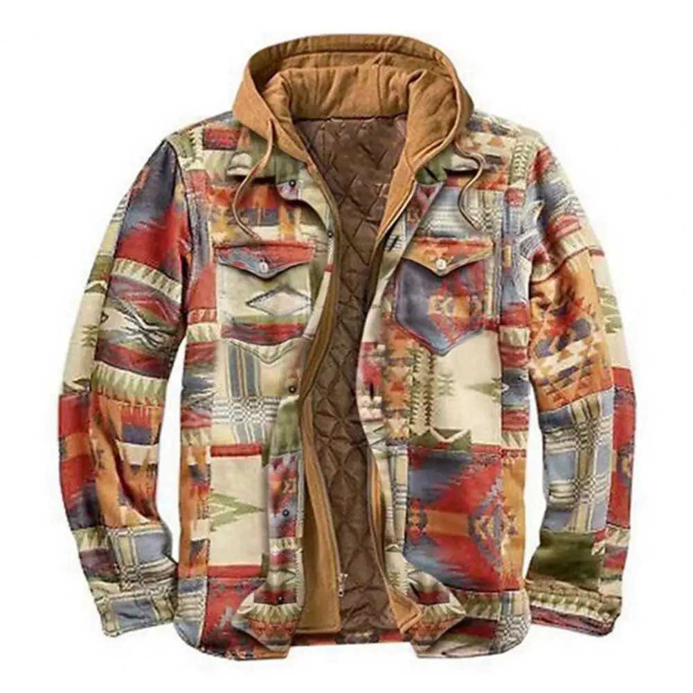 Mens autumn and winter hooded jacket Harajuku plain weave zipper long Sle Coats basic casual shirt jacket European and American sizes M-4XL W241102