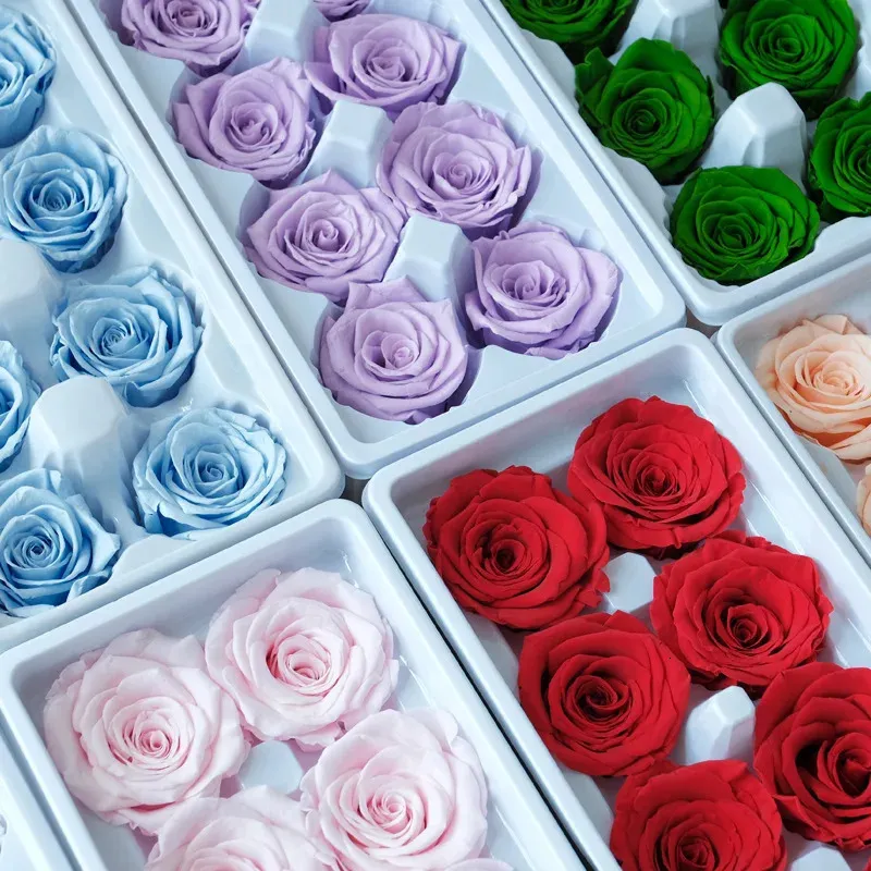 8pcslot Eternal Flower Preserved Rose Flowers 45CM Fresh DIY Material Wedding Party Decor Valentines Day Mothers Gift 240308