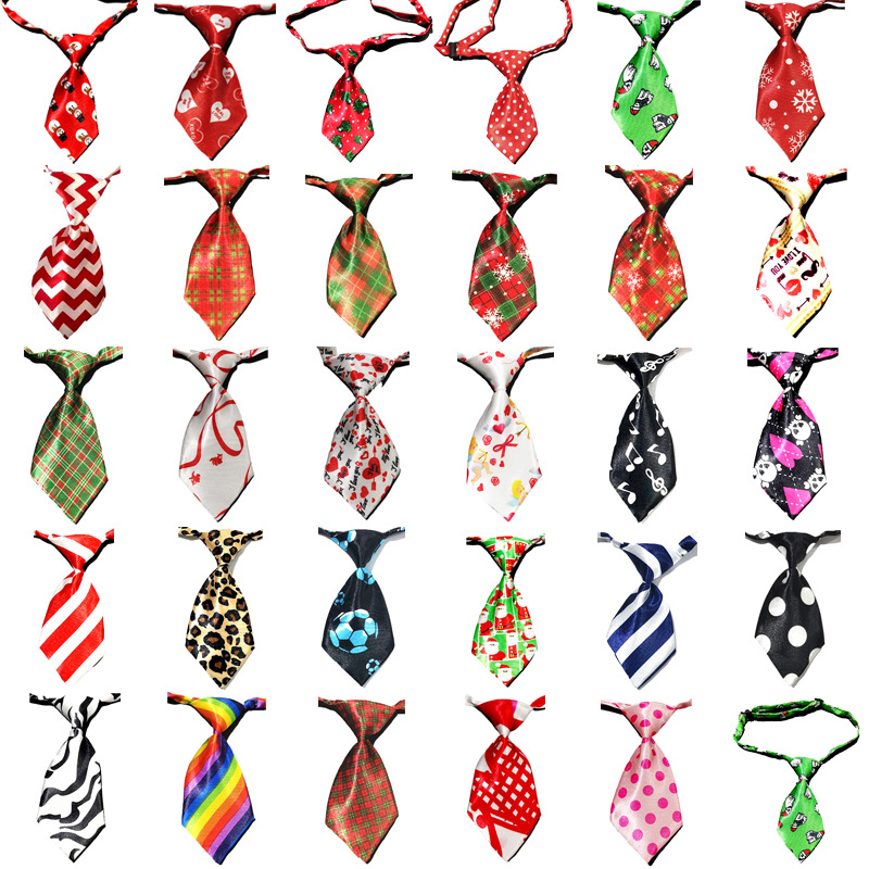 Dog Neck Tie Adjustable Multi Kind of Assorted Patter Puppy Pet Bow Ties Grooming Accessories for Small Dogs Birthday Photograph