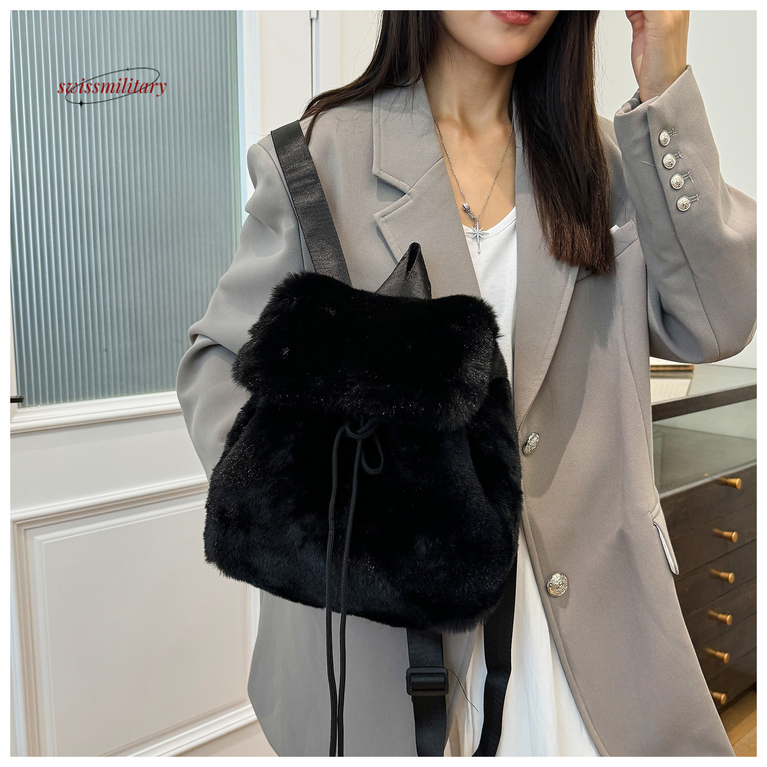Autumn and winter fur bag new casual small women's versatile Korean version high-end fashion backpack #26 ddmynov