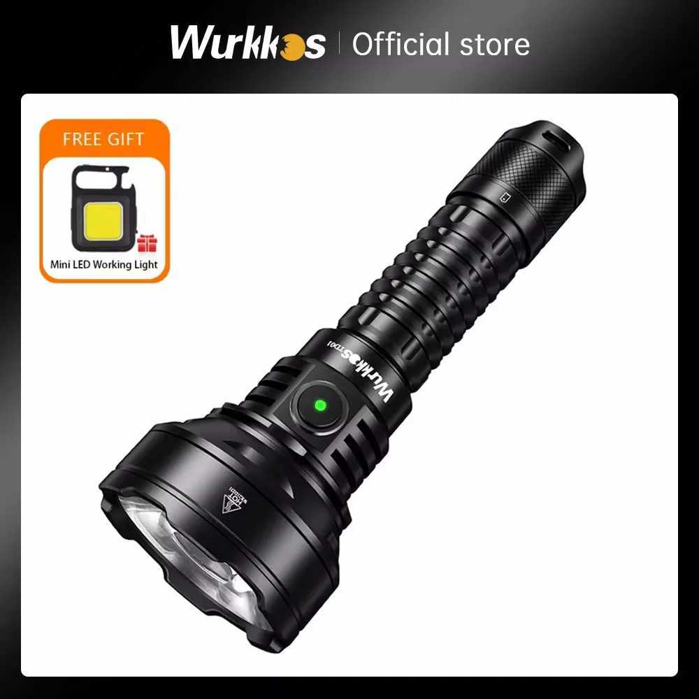 Flashlights Torches Wurkkos TD01 21700 Rechargeable Tactical Flashlight LED USB-C 2200Lm Torch PMMA Lens Throw 1039M IPX8 Waterproof EDC Tail Swi