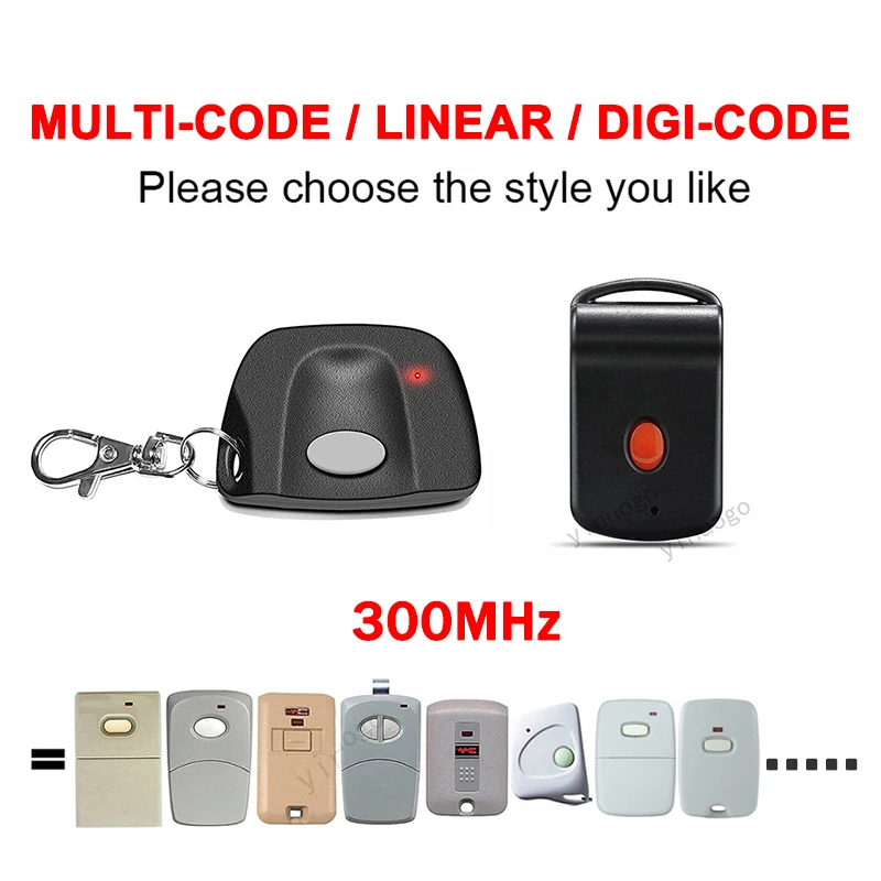 For 300MHz 10 Dip Switch Multi-Code 3089 new 308911 1089 2025 3060 3083 Gate Remote Control Linear MCS308911 MCS412001 Garage Door Opener