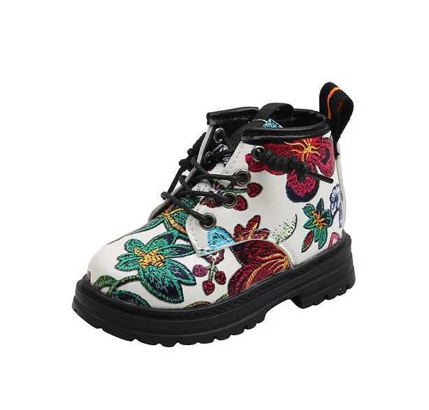 National Floral Printing Ankle Boots for Kids Girls Comfortable Spring and Autumn Cotton Boots for Girls Fancy Shoes for Children M241102