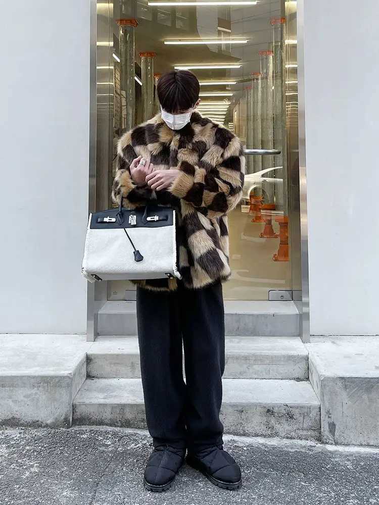 2023 Winter and Autumn New Style Product Faux Fur Mens Coat Thicken Jacket Contrast Colors Plus Sizes Faux Fur Coats V104XJ241102